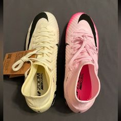Pink and Yellow Soccer Cleats