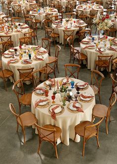 tables and chairs are set up for an event