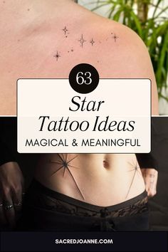 a woman's back with the words star tattoo ideas on it