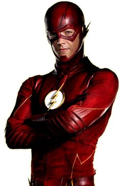 the flash is standing with his arms crossed