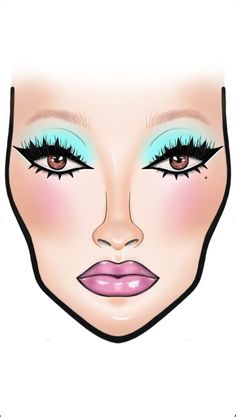 Make Up Chart Face, Fun Glam Makeup, Makeup Face Chart Template, Makeup Face Chart, Mac Chart, Mac Makeup Chart, Make Up Face Chart, Face Chart Template, Makeup Chart