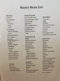 Dinner Idea List, Food Menu Ideas For Home, Dinner Menu List, List Of Dinner Ideas, Homemade Menu Ideas, Meal Planning Recipes, Group Home Menu Ideas, Weekly Dinner Plan, Diy Food Menu