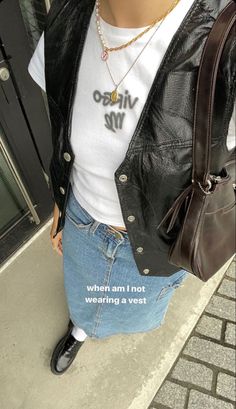 #fashion #tiktok #aesthetic #brandymelville #nyc #tiktok #y2k #minimal #cleangirlaesthetic #gilmore #books #otd Leather Waistcoat Outfit, Leather Vest Outfits For Women, Leather Vest Outfit, Waistcoat Outfit, Vest Outfits For Women, Leather Waistcoat, Biker Vest, Vest Outfits, Vest Fashion