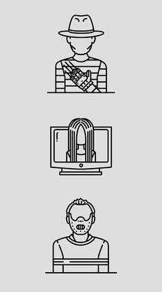 three different types of people with hats on their heads, one in front of the other