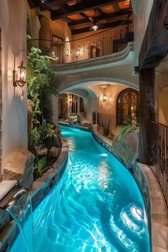 an indoor swimming pool in a house
