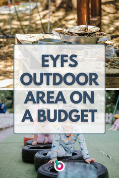 an outdoor area on a budget with text overlay that reads, eyes outdoor area on a budget