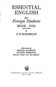 an old book with the title essential english for foreign students'book one, written by c e eckerley