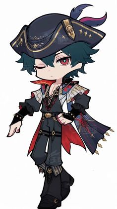 Brant Wallpaper, Brant Pfp, Pirate Oc Design, Chibi Cowboy, Brant Wuwa, Pirate Chibi, Phantom Arknights, Dnd Chibi, Jiyan Wuthering Waves Chibi