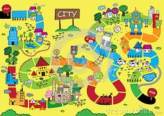 a cartoon map of the city