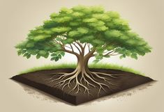 an illustration of a tree with its roots in the ground