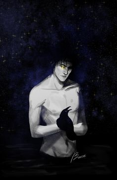 a painting of a man holding a bird in his right hand and staring at the camera