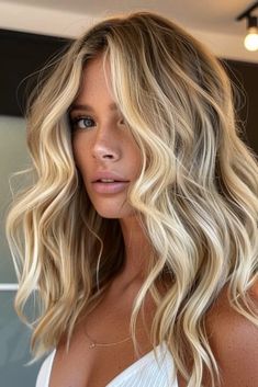 18 Beach-Ready Summer Blonde Hair Ideas That Scream Fun - Pinch Of Glam Modern Hair Cuts, Beach Hair Color Blonde, Blonde Foilage, Summer Blonde Hair Dye, Blonde Color Hair Ideas, Beach Blonde Hair Inspiration, Summer Hair Blonde Balayage, Short Fine Blonde Hairstyles, Medium Length Hair With Layers Balayage