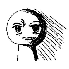 a black and white drawing of a person looking through a magnifying glass