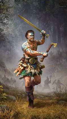 ArtStation - Celtic swordsman, Roman Zawadzki Celtic Warrior Fantasy Art, Celtic Warrior Artwork, Celtic Warriors Art, Celtic Warrior Art, Medieval Irish Warrior, Celts Warrior, Celt Warrior, Celtic Warrior Painting, Celtic Barbarian