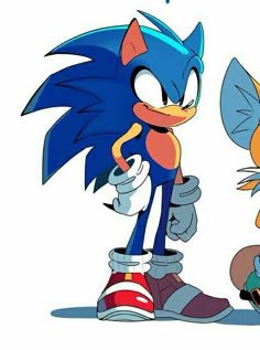 two sonic and tails standing next to each other