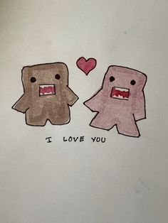 i love you drawing with two little monsters