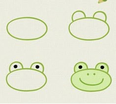 the frog's face is drawn in different ways
