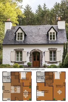 the floor plan for a small house with three windows