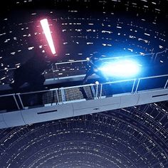 a man standing on top of a balcony next to a traffic light in the night