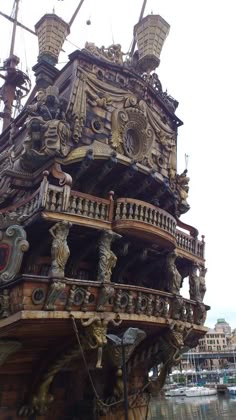 an elaborately decorated pirate ship in the water