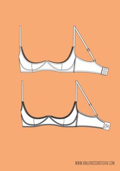 two bras on an orange background, one is cut out and the other is drawn