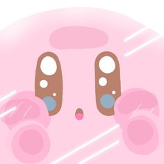 a pink circle with two brown and white circles on it's sides, in the center is a pair of feet