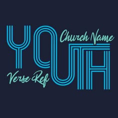 the word youth written in blue on a dark background