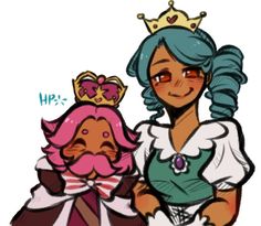 a drawing of two people dressed as princesses and one is wearing a tiara