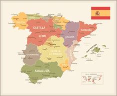 a map of spain with all the major cities