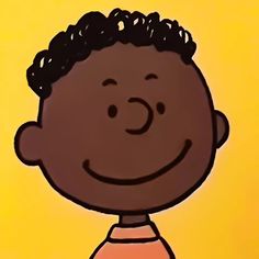 Cartoon With A Long Nose, Franklin Peanuts Pfp, Yellow And Black Cartoon Characters, Black Cartoon Character, Black Snoopy Character, Charlie Brown Black Characters, Weird Black Cartoon Characters, Black Peanuts Character, Charlie Brown Characters Franklin