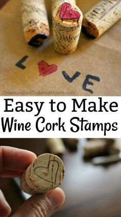easy to make wine cork stamps for valentine's day