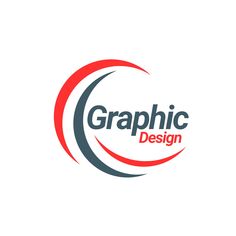 the logo for graphic design is shown in red and gray colors on a white background