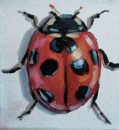 a painting of a ladybug on a white background