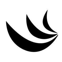 an abstract black and white image of three curved lines in the shape of a circle