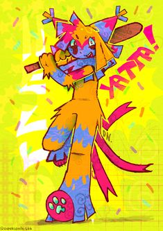 an image of a cartoon character with paint splattered on it