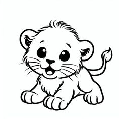 the lion cub is sitting down coloring page