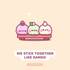 we stick together like dango wallpaper with three ice creams in the middle