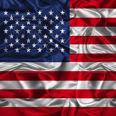 the american flag is shown in red, white and blue silk with stars on it