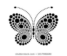 a black and white image of a butterfly with dots on it's back wings