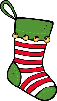 a christmas stocking with bells hanging from it