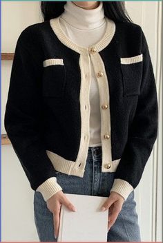 KOODING carries the latest TWEE cardigans. KOODING is the global leading shopping website in providing authentic Korean fashion, beauty and lifestyle items, including clothing, cosmetics, shoes, accessories, and bags in affordable, fast, easy, and safe way. Korean Winter Outfits Casual, Cardigan Outfits Aesthetic, Round Neck Cardigan Outfit, Korean Cardigan Style, Cheap Trendy Crew Neck Cardigan, Korean Outfits Cardigan, Korean Cardigan, Black Crew Neck Trendy Cardigan, Chic Crew Neck Cotton Cardigan