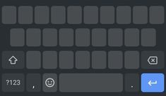 the keyboard is black and white with blue buttons on each button, which are highlighted by an arrow