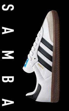 Adidas Sneaker Collection Ideas, Adidas Samba Black Stripes, Classic White Adidas Shoes, How To Style Samba Sneakers, White Adidas Samba Sneaker, Adidas Samba Poster, Adidas Samba Adv Shoes, Adidas Samba Og Sims 4, Adidas Samba Pictures