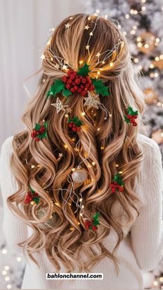 Magical Christmas Hair Easy Way to Add Fairy Lights & Holly Berries to Your Waves