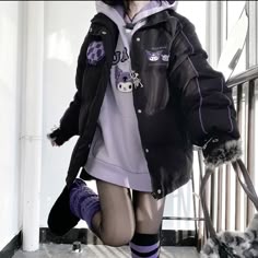 Sanrio Outfit Aesthetic, Kuromi Aesthetic Outfit, Kuromi Outfit, Kuromi Clothes, Sanrio Clothes, Sanrio Outfits, Pastel Goth Fashion, Purple Outfits, Kawaii Clothes