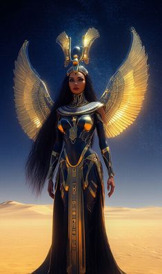 #dioses #diosas #isis Satis Egyptian Goddess, Maat Egyptian Goddess Art, Egypt Goddess, Anuket Egyptian Goddess, Egyptian Goddess Wings, Satet Egyptian Goddess, Egyptian Goddess Of Magic, Egyptian Goddess Woman, Female Egyptian Goddesses