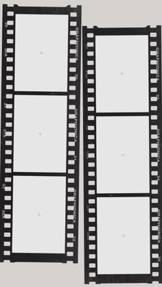 two black and white filmstrips sitting next to each other
