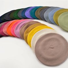 Autumn Winter 19/20 Fashion Trends | SPANISH SHOP ONLINE Types Of Berets, Different Types Of Berets, Colorful Berets, Beret Colors, Beret Display, Beret Hairstyles, White Berets On White Background, Magenta Beret, Spanish Beret