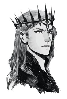 a drawing of a woman with spikes on her head