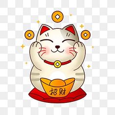 a cartoon cat with chinese writing on it's chest